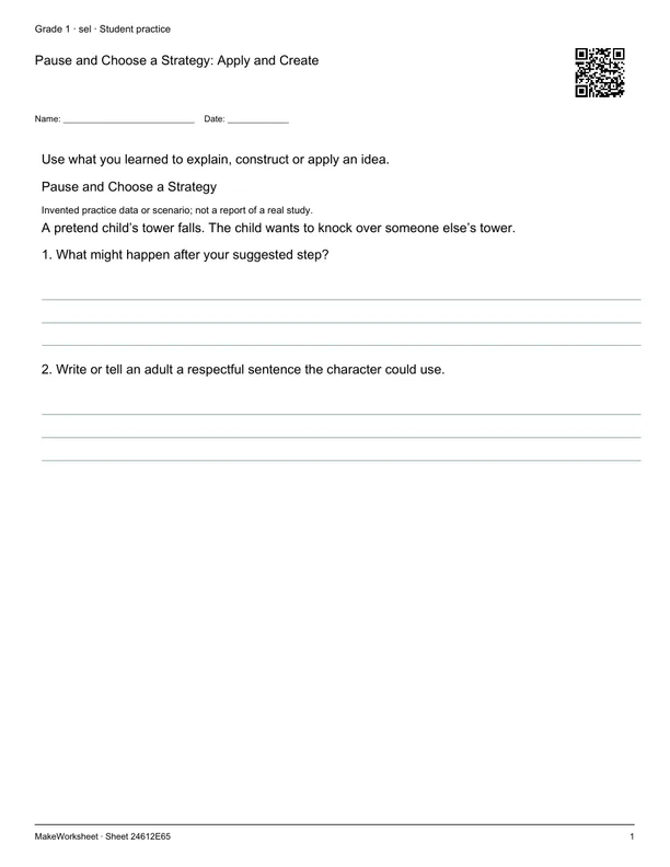 Pause and Choose a Strategy: Apply and Create: first student practice page