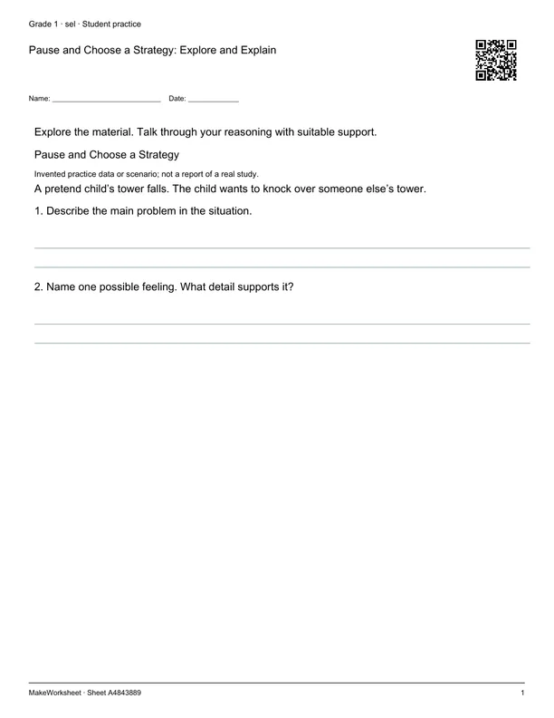 Pause and Choose a Strategy: Explore and Explain: first student practice page