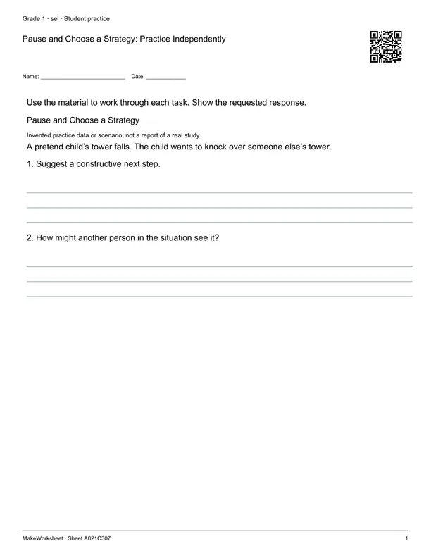 Pause and Choose a Strategy: Practice Independently: first student practice page