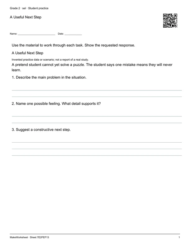 A Useful Next Step: first student practice page