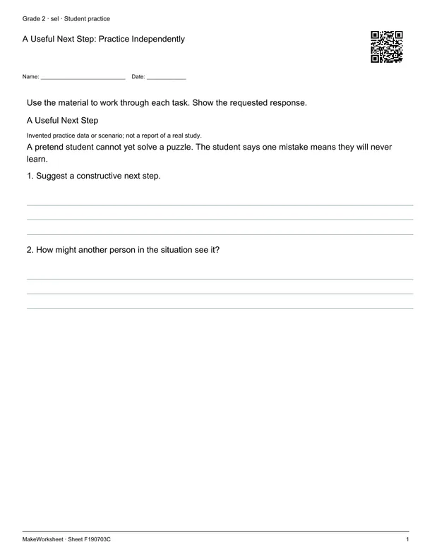 A Useful Next Step: Practice Independently: first student practice page