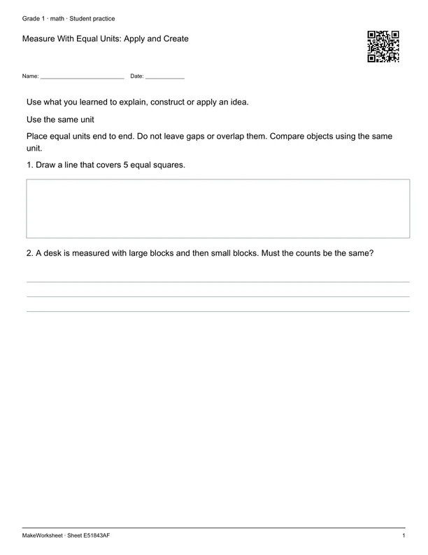 Measure With Equal Units: Apply and Create: first student practice page
