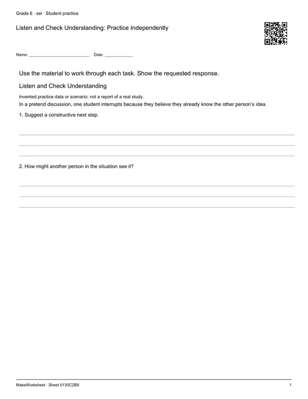 Listen and Check Understanding: Practice Independently: first student practice page