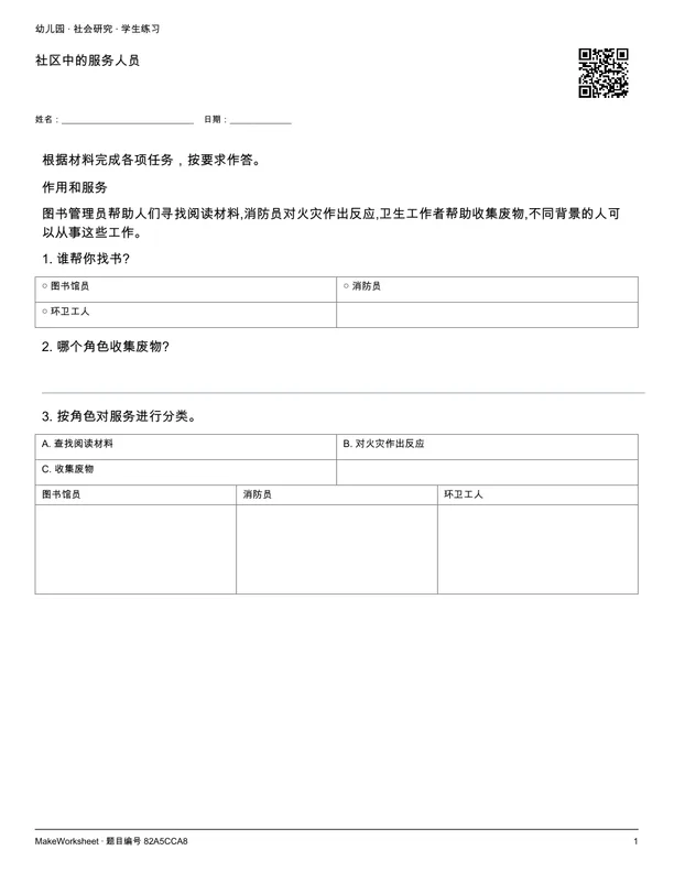 社区中的服务人员: first student practice page
