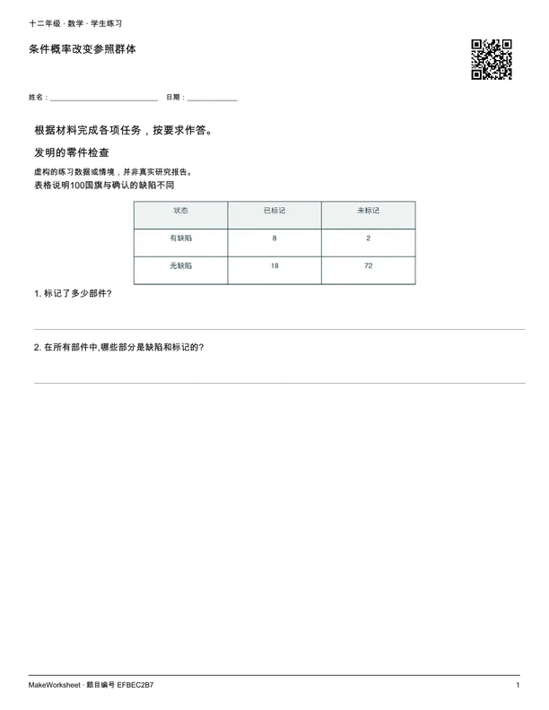 条件概率改变参照群体: first student practice page
