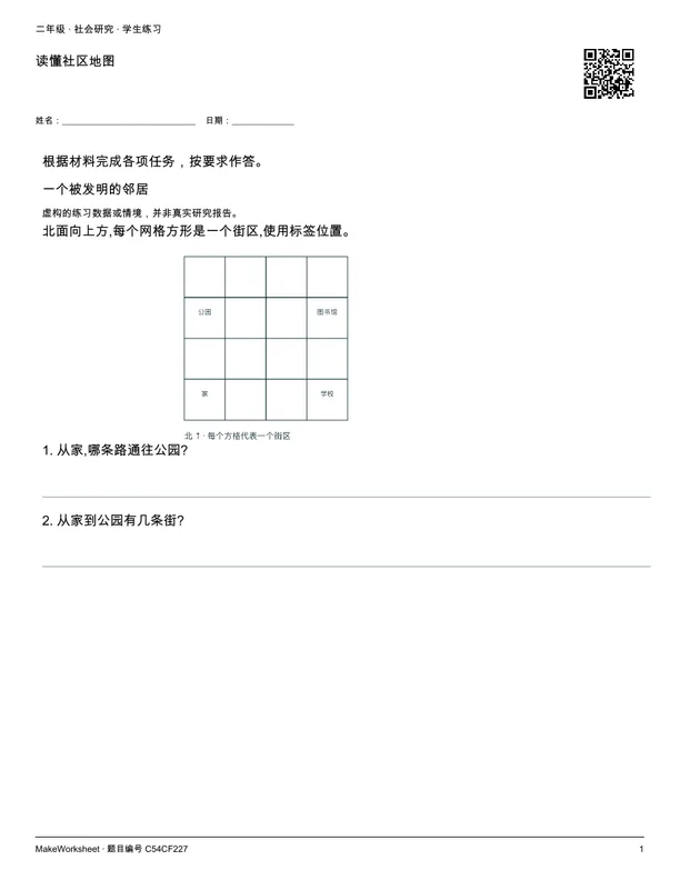 读懂社区地图: first student practice page