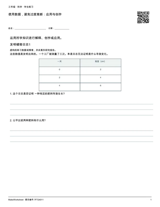 使用数据,避免过度推断:应用与创作: first student practice page
