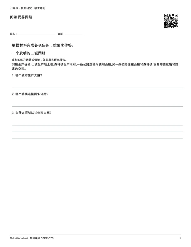 阅读贸易网络: first student practice page