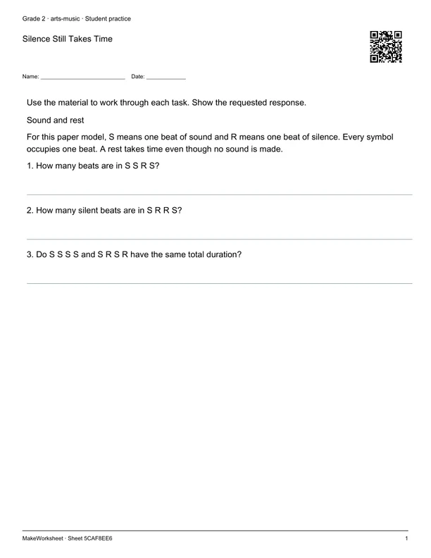 Silence Still Takes Time: first student practice page