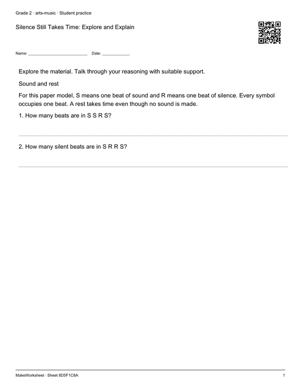 Silence Still Takes Time: Explore and Explain: first student practice page