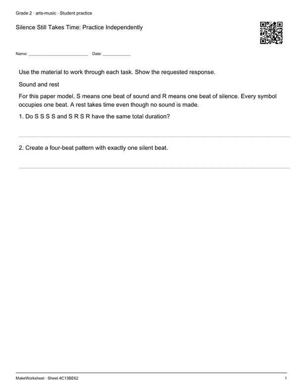 Silence Still Takes Time: Practice Independently: first student practice page