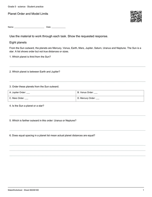 Planet Order and Model Limits: first student practice page