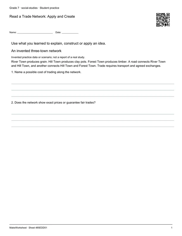 Read a Trade Network: Apply and Create: first student practice page
