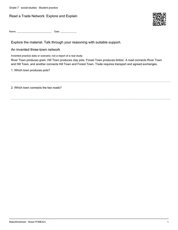 Read a Trade Network: Explore and Explain: first student practice page