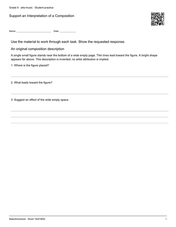 Support an Interpretation of a Composition: first student practice page