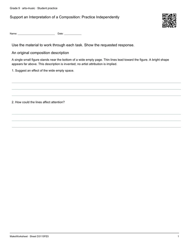 Support an Interpretation of a Composition: Practice Independently: first student practice page